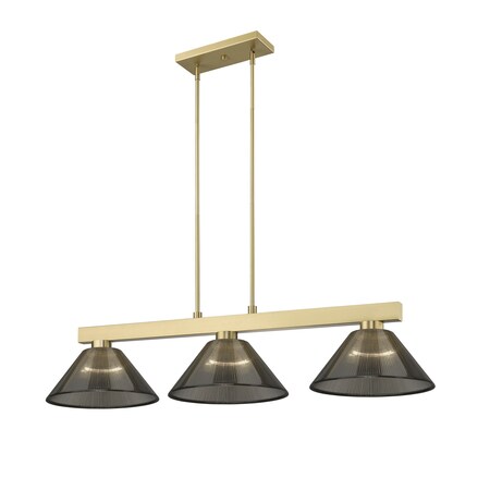 Z-Lite Cobalt Billiard, 3-Light, 14.25 In.W x 49.75 In.L x 10.5 In.H, Modern Gold/Smoke 152MGLD-ARS